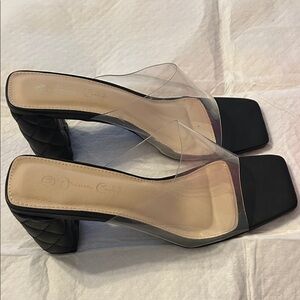 Jessica Black and Clear Heeled Sandals